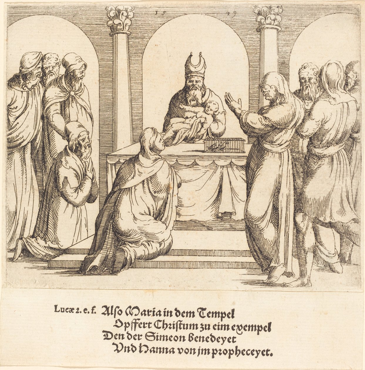 Ofiarowanie w świątyni, 1549. autorstwa Augustin Hirschvogel