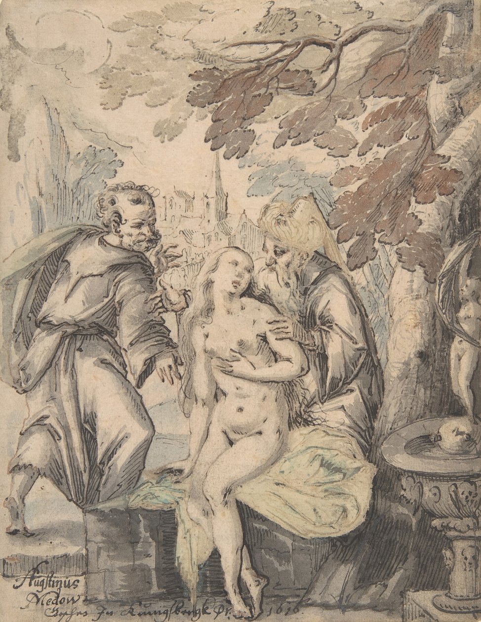 Zuzanna i starsi, 1622-60. autorstwa Augustin Medow