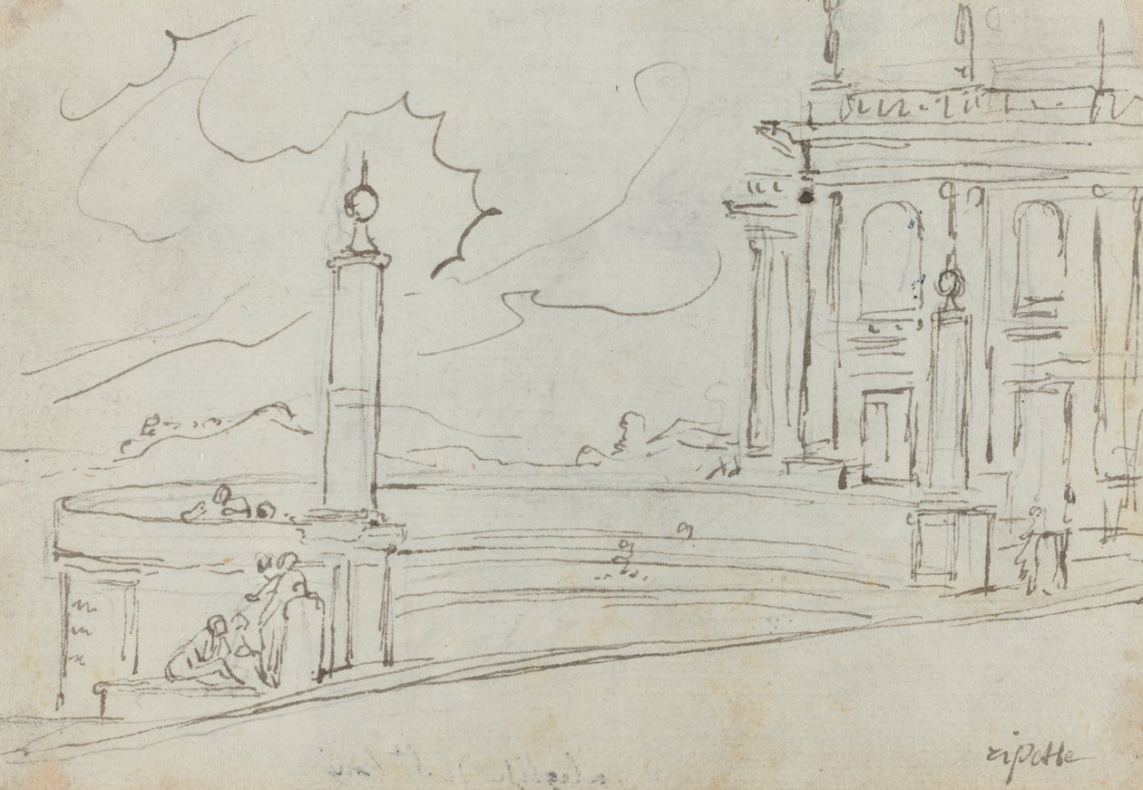 Ripetta w Rzymie [verso] autorstwa Augustin Pajou
