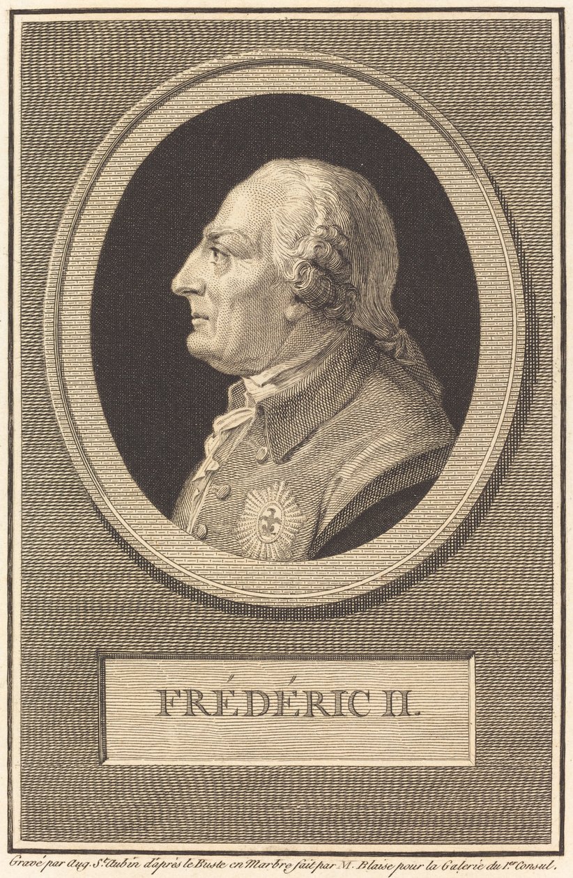 Fryderyk II autorstwa Augustin de Saint Aubin after Barthelemy Blaise