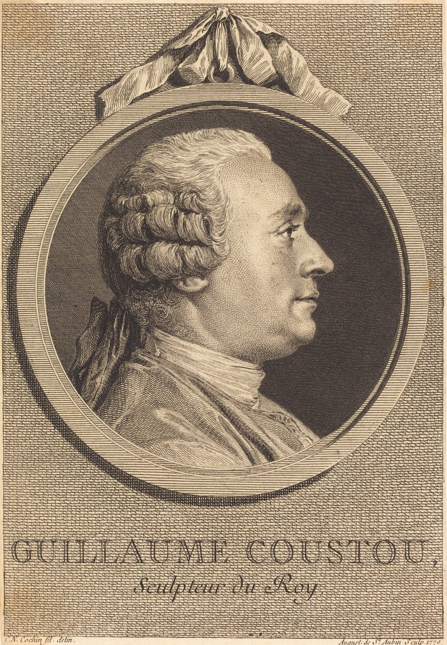 Guillaume Coustou autorstwa Augustin de Saint Aubin after Charles Nicolas Cochin II