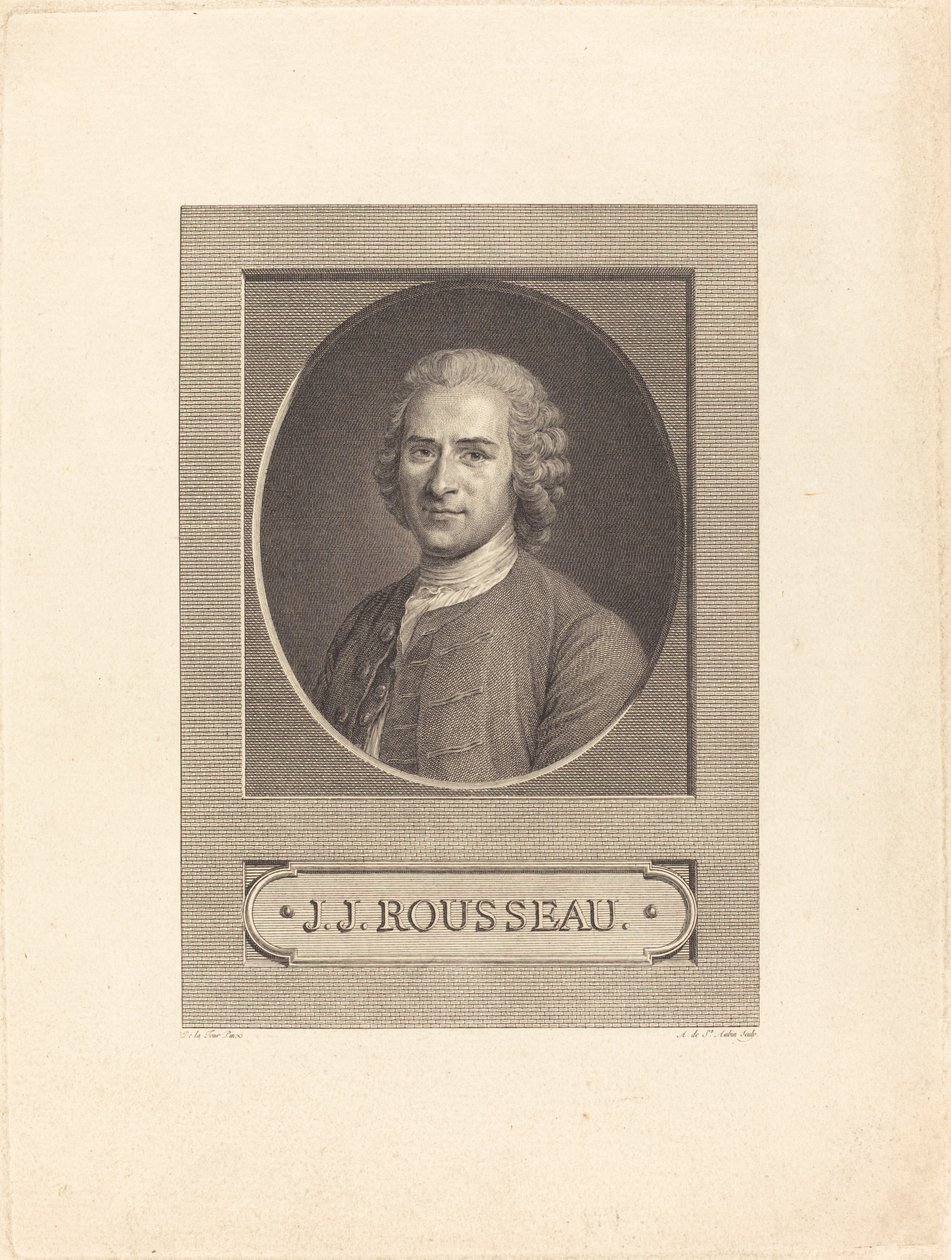 JJ Rousseau autorstwa Augustin de Saint Aubin after Maurice Quentin