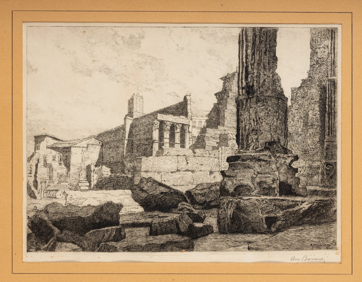 Ruiny rzymskie (akwaforta) autorstwa Augusto Baracchi