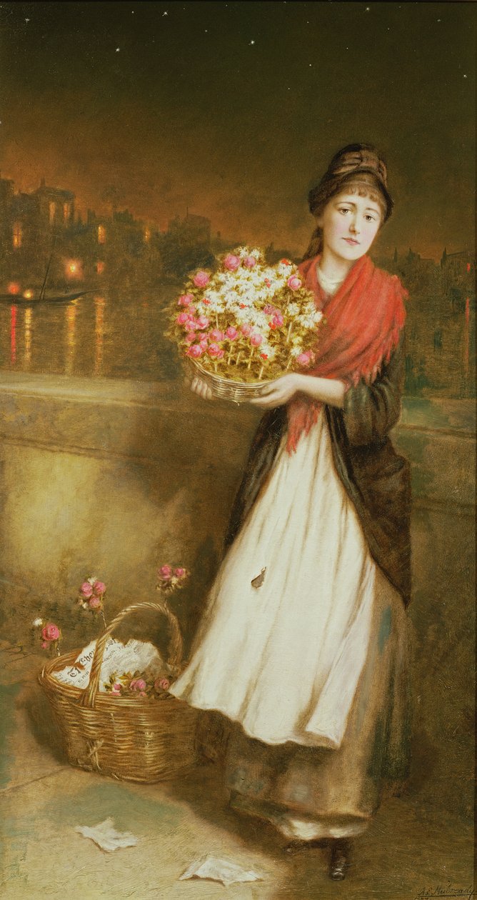 Londyńska dziewczyna z kwiatami, 1877 autorstwa Augustus Edward Mulready