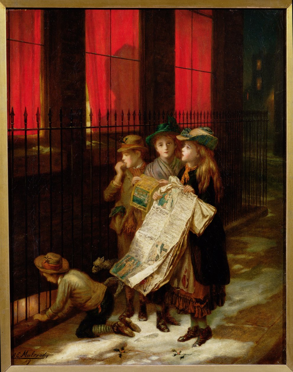 Kolędnicy, 1889 r. autorstwa Augustus Edward Mulready