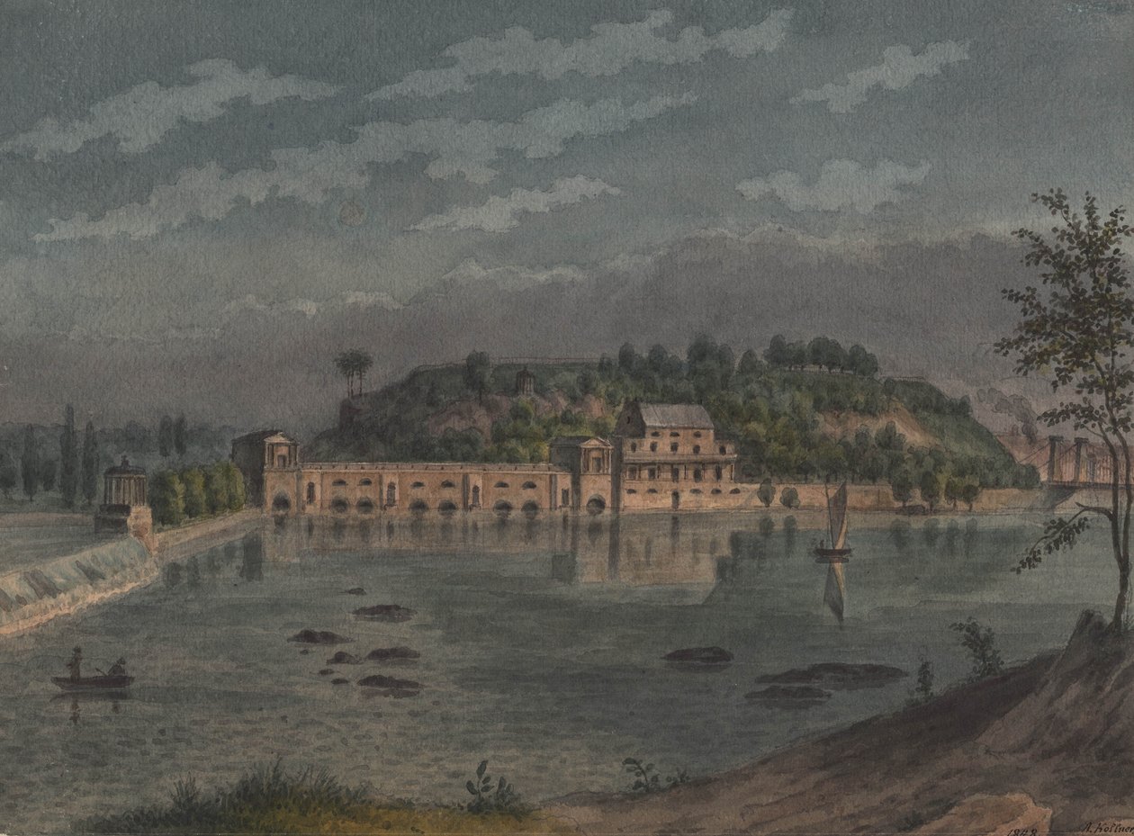 Fairmount Waterworks, Filadelfia, PA, 1848 autorstwa Augustus Kollner