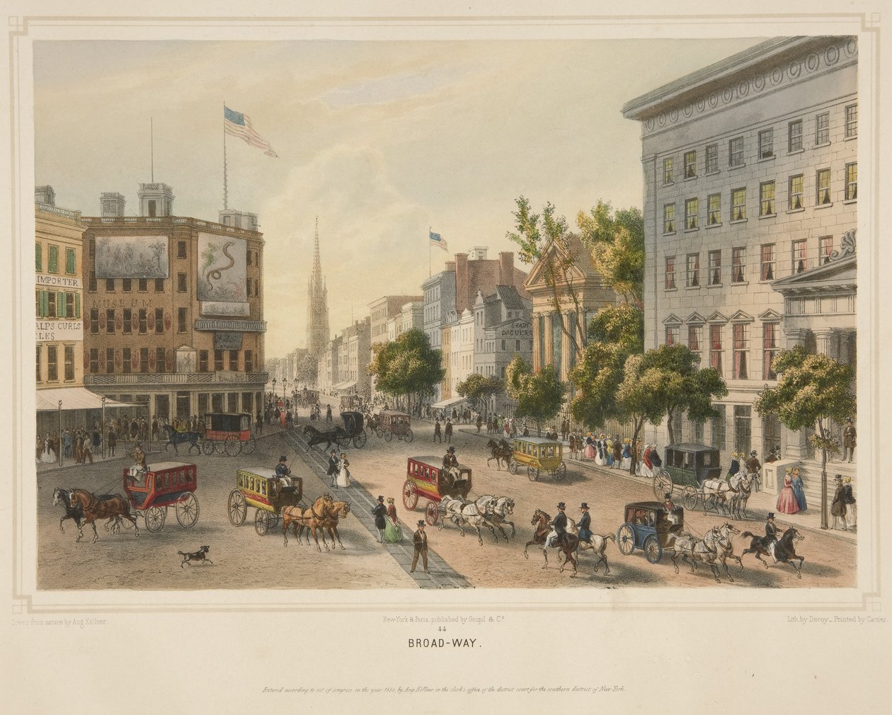 Broad-Way, wyd. 1850 (kolor lito) autorstwa Augustus (after) Kollner
