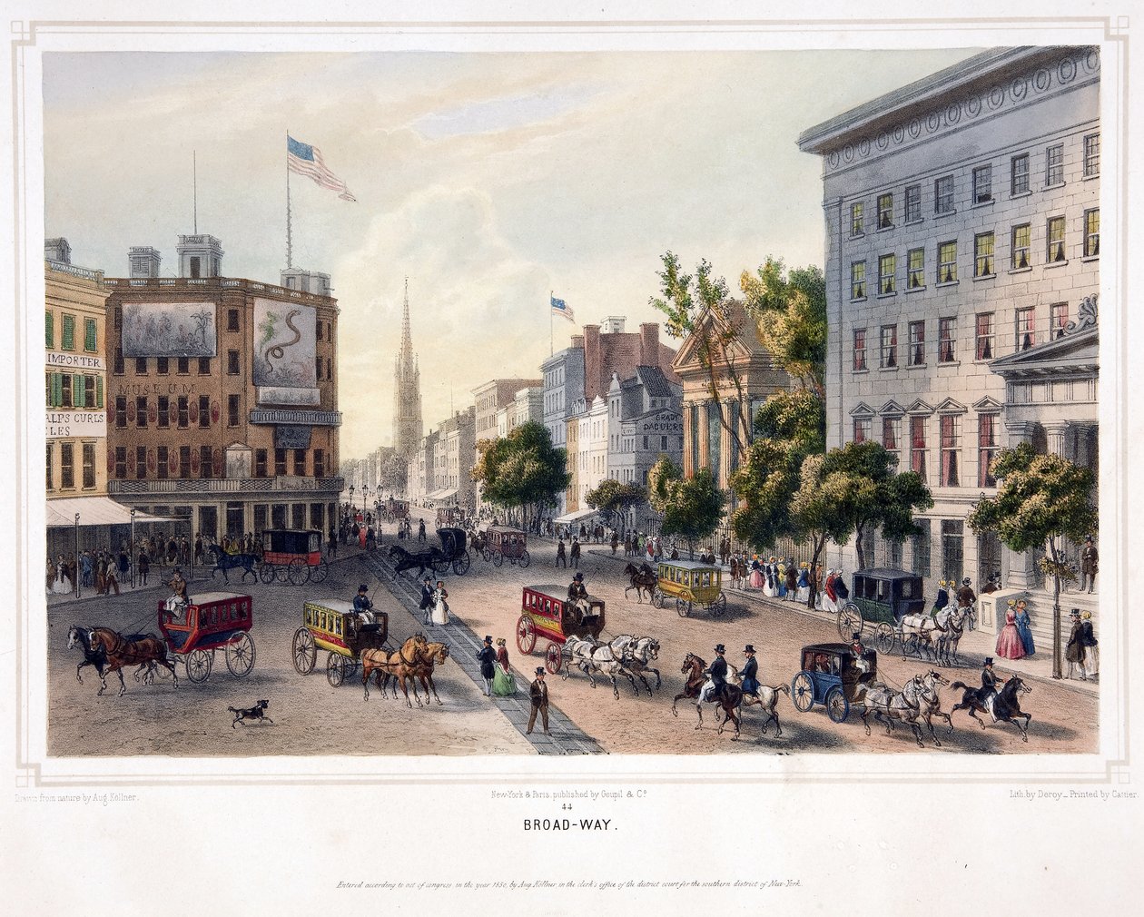 Broad-Way, wyd. 1850 (kolor lito) autorstwa Augustus (after) Kollner