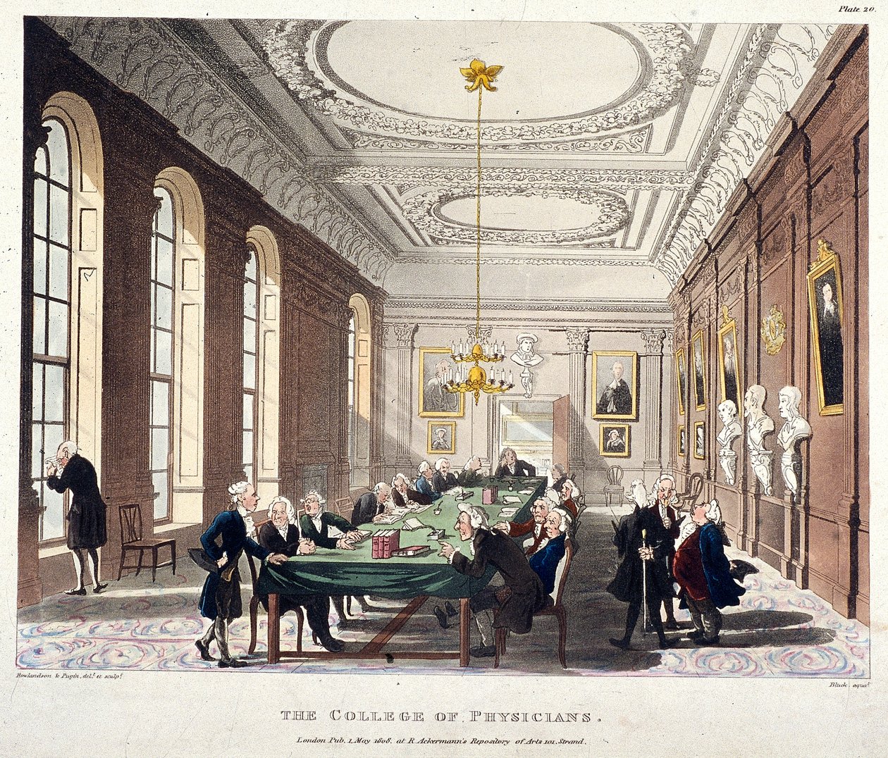 College of Physicians, Londyn, 1808 autorstwa Augustus Charles Pugin, Thomas Rowlandson