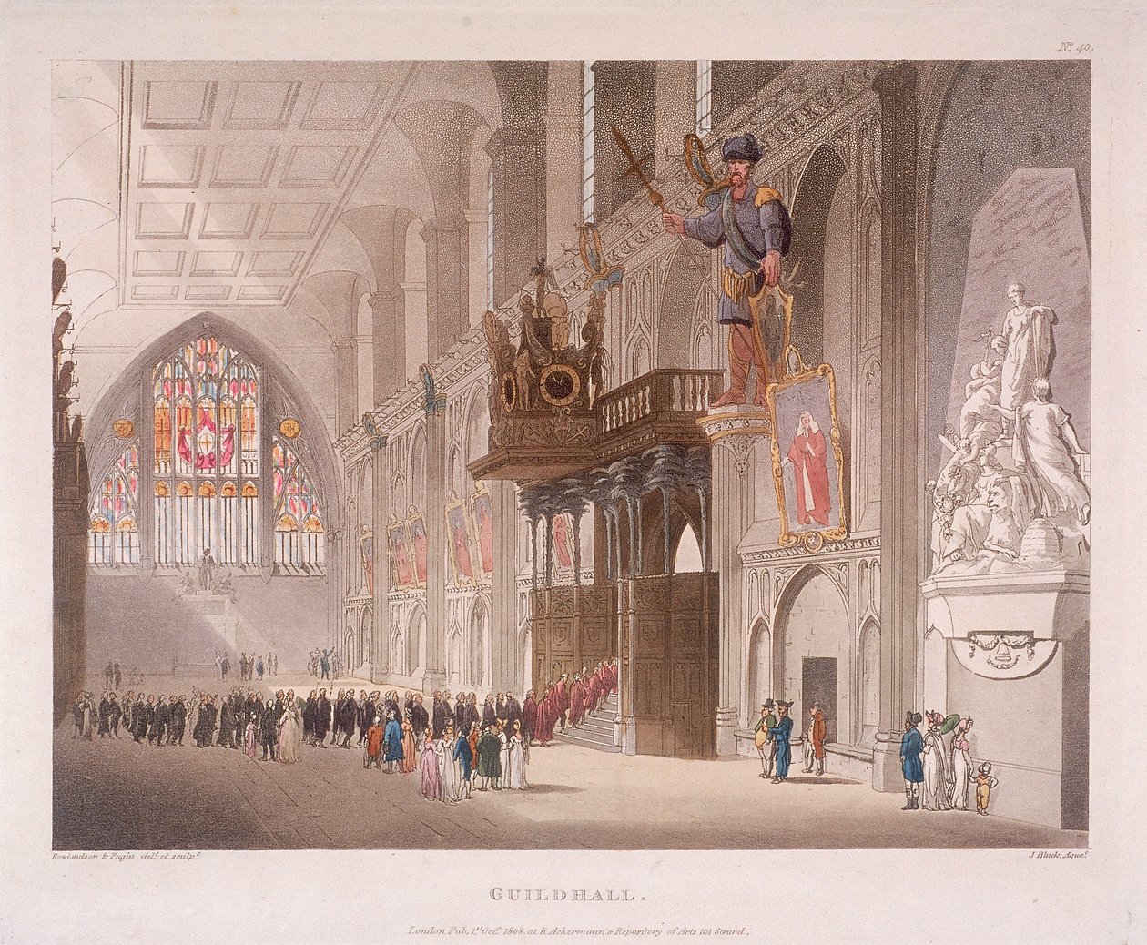 Guildhall, Londyn, 1808 autorstwa Augustus Charles Pugin, Thomas Rowlandson