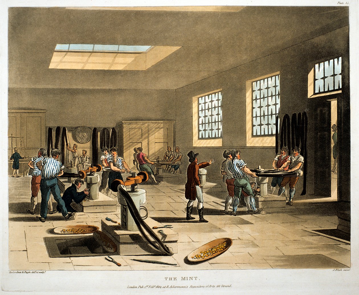 Mennica, Londyn, 1808-1811 autorstwa Augustus Charles Pugin, Thomas Rowlandson