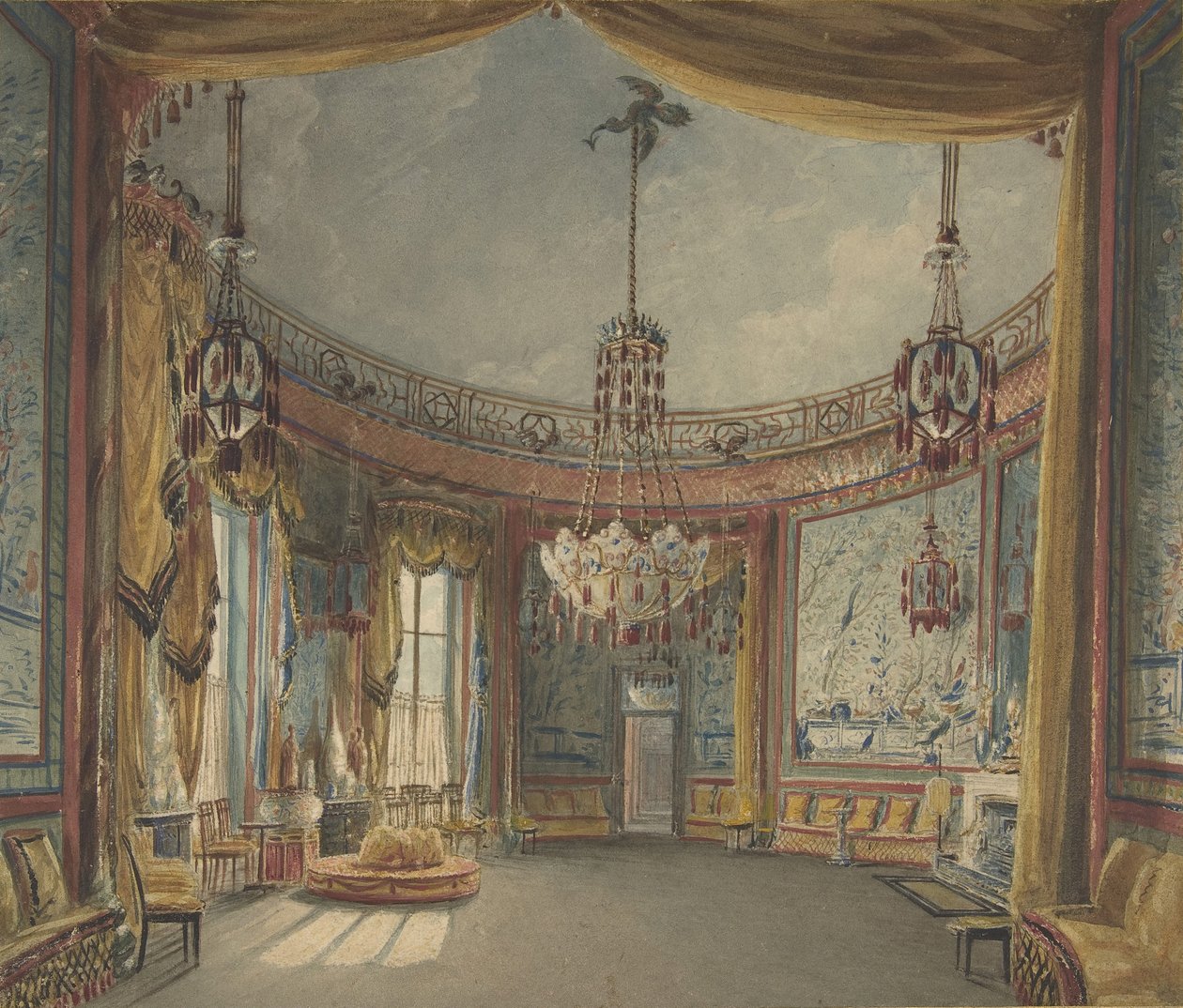 Salon, Brighton Pavilion, ca. 1826. autorstwa Augustus Charles Pugin
