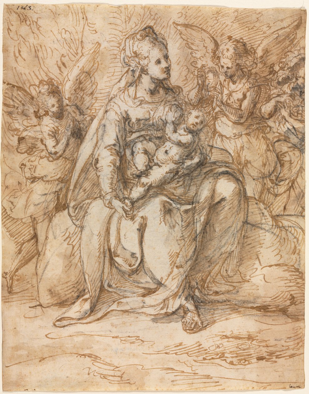 Madonna z Dzieciątkiem i Aniołami, koniec XVI wieku. autorstwa Aurelio Luini
