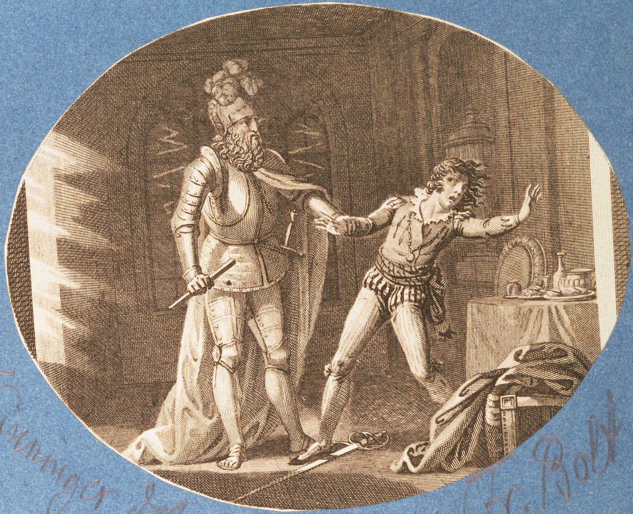 Don Giovanni i pomnik Komendanta, który ożył, akt II, scena IV, z „Don Giovanniego” Wolfganga Amadeusza Mozarta (1756-91) autorstwa Austrian School