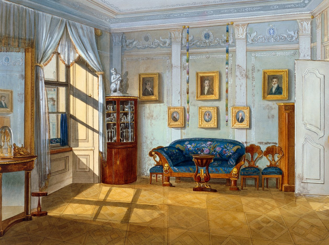 Salonik w stylu biedermeier, ok. 1830, akwarela, Austria autorstwa Austrian School