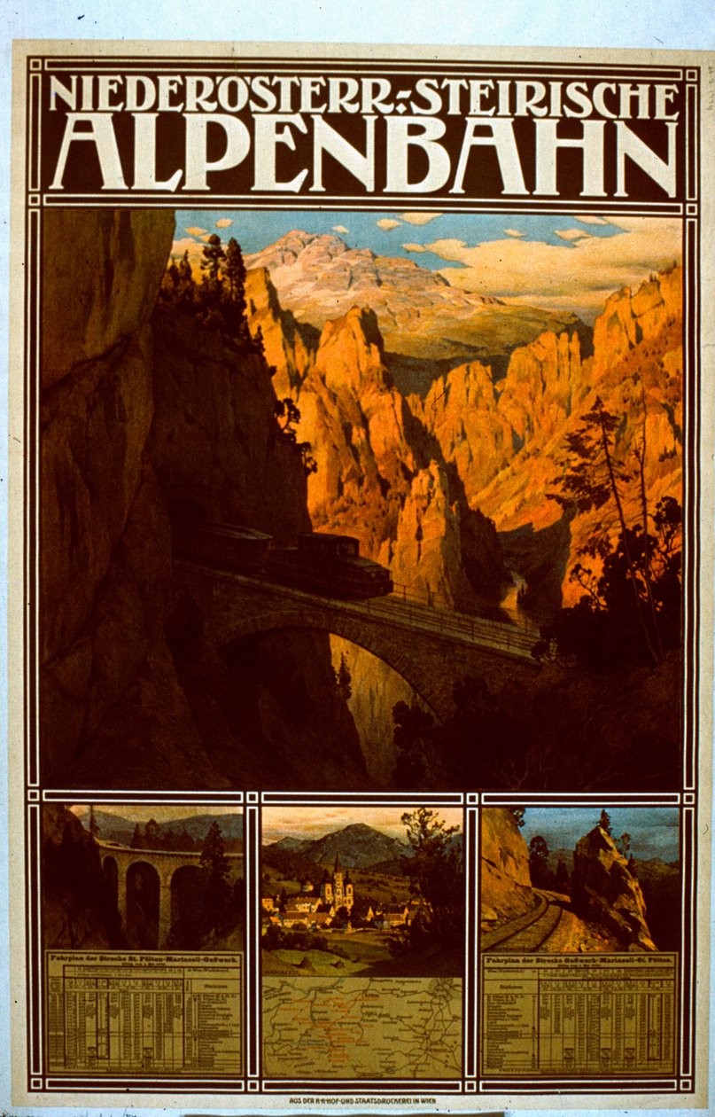 Plakat dla Dolnej Austro-Styryjskiej Kolei Alpejskiej autorstwa Austrian School