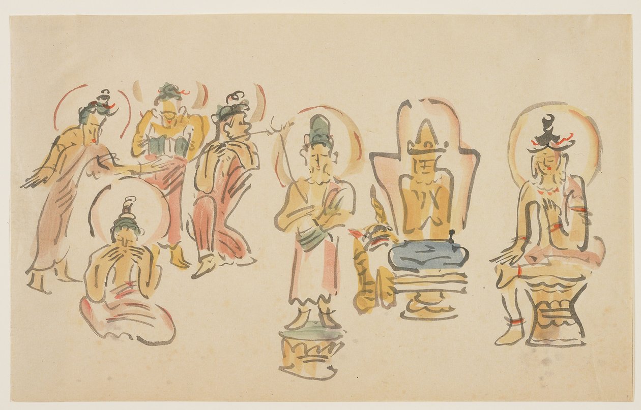 (karykatury świątyni Asakusa Kannon A), ok. 1930 r. 1900 autorstwa Awashima Kangestu