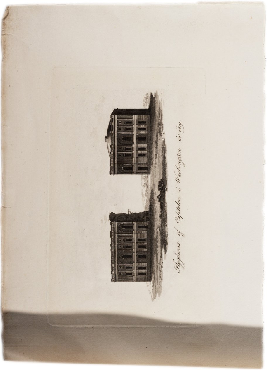 Skrzydła Kapitolu, Waszyngton, 1819, z Atlasu Stanów Zjednoczonych, 1824 (akwatinta) autorstwa Axel Leonhard Klinckowström