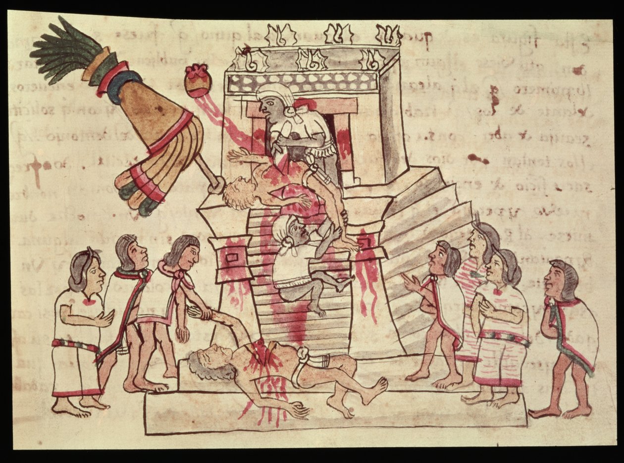 B.R. 232 fol.70r Ofiara ludzka z Codex Magliabechiano autorstwa Aztec