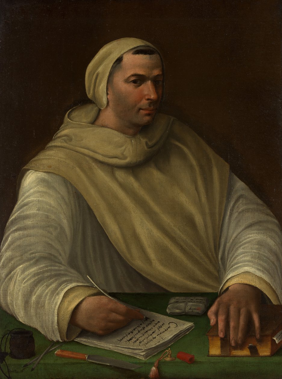 Portret mnicha z oliwek. autorstwa Baldassare Peruzzi