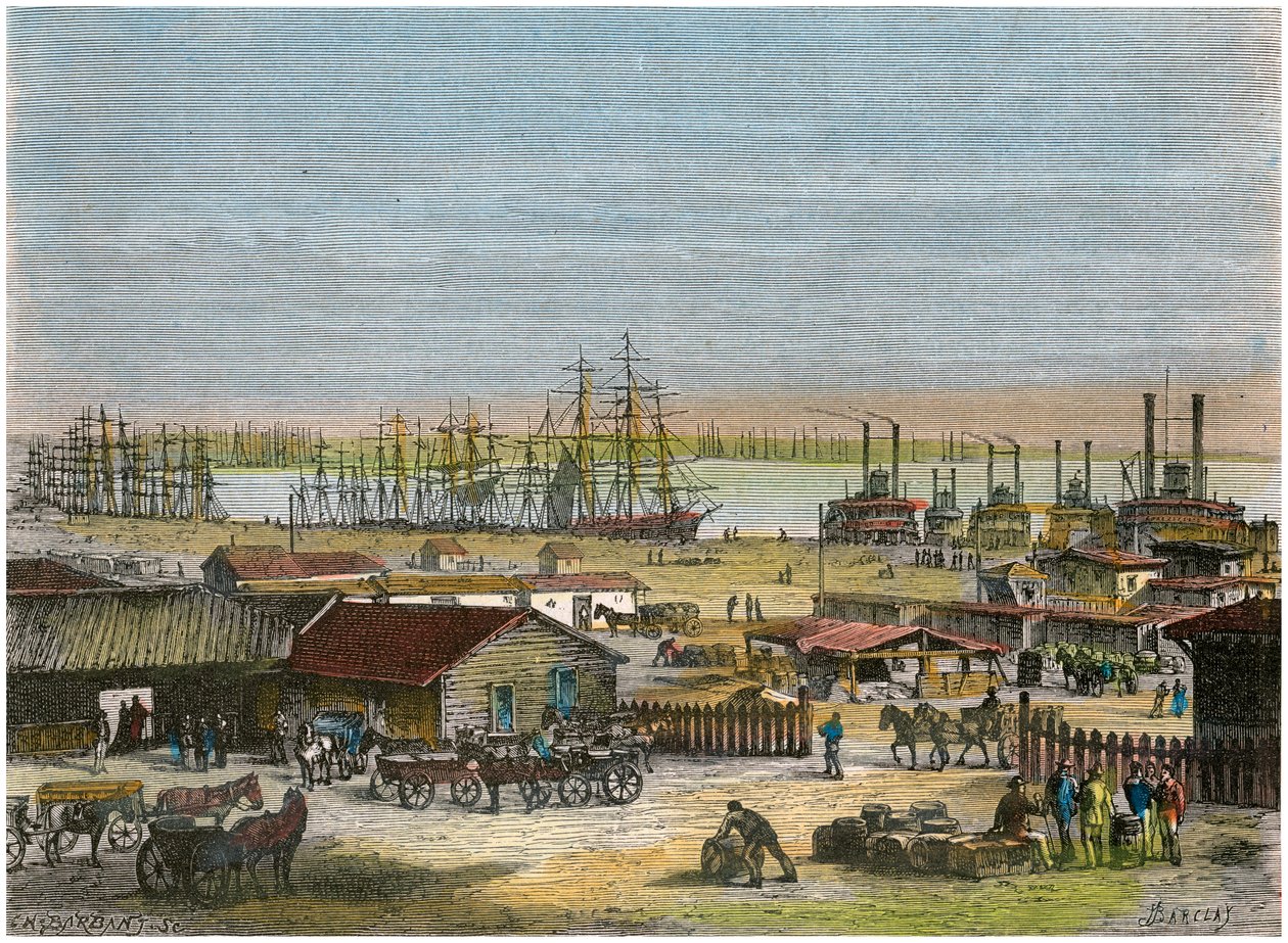 Rzeka Missisipi, Nowy Orlean, Luizjana, USA, ok. 1880 r. autorstwa Barbant