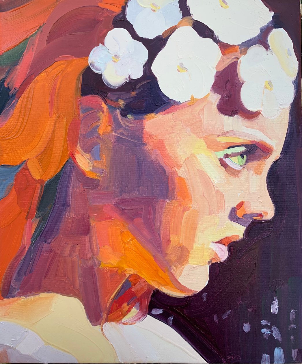 Ogień, 2018 (olej na płótnie) autorstwa Barbara Hoogeweegen