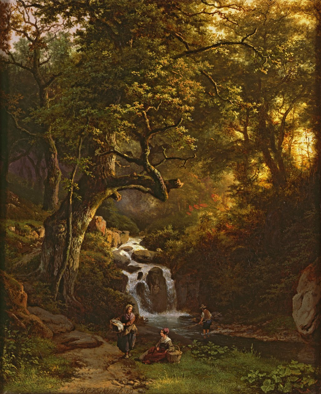 Leśny strumień (wędkarstwo), XIX w. autorstwa Barend Cornelis Koekkoek