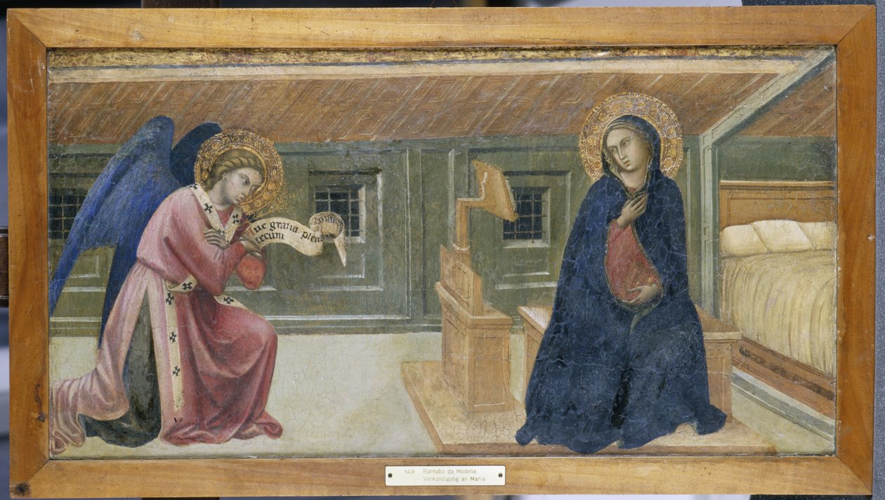 Zwiastowanie (tempera na drewnie topoli) autorstwa Barnaba da Modena