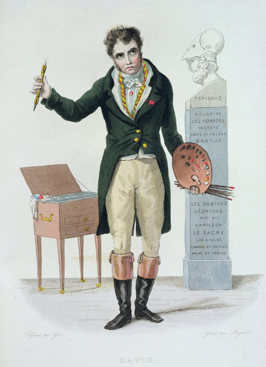 Jacques Louis David (1771-1835), ilustracja do „Le Plutarque Francais” E. Mennecheta, 1835 (kolorowa grawerunek) autorstwa Antoine Jean Gros