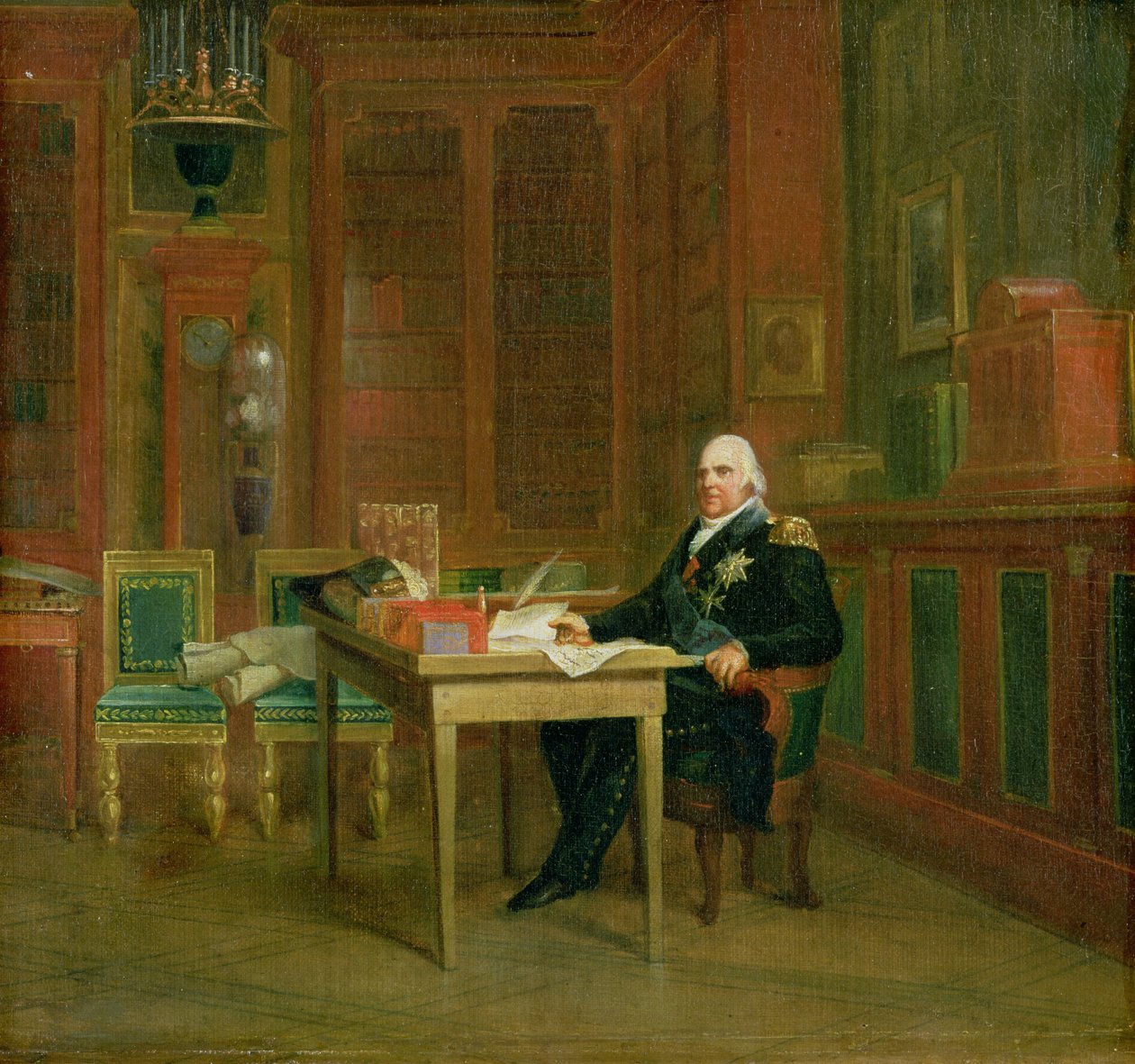 Ludwik XVIII (1755-1824) w swoim gabinecie w Tuileries autorstwa Baron François Pascal Simon Gérard