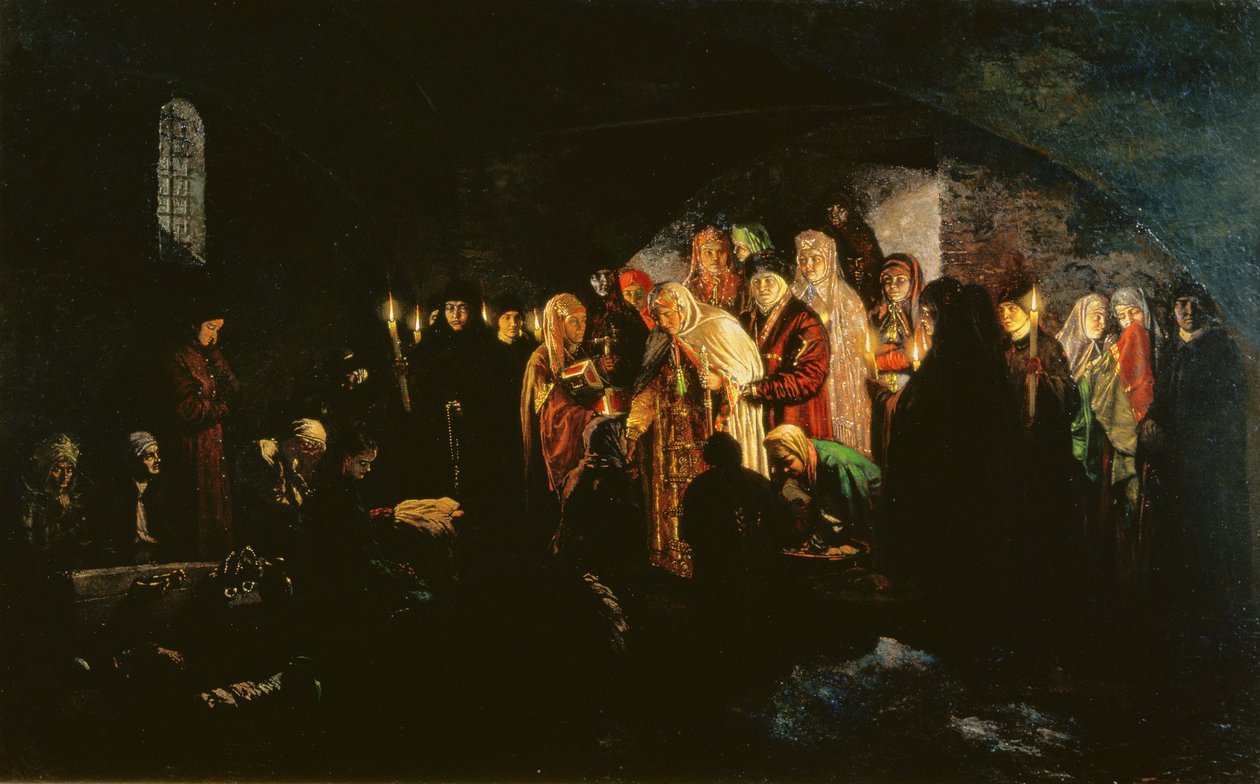 Cesarzowa dająca jałmużnę, 1880 autorstwa Mikhail Konstantinovich Klodt