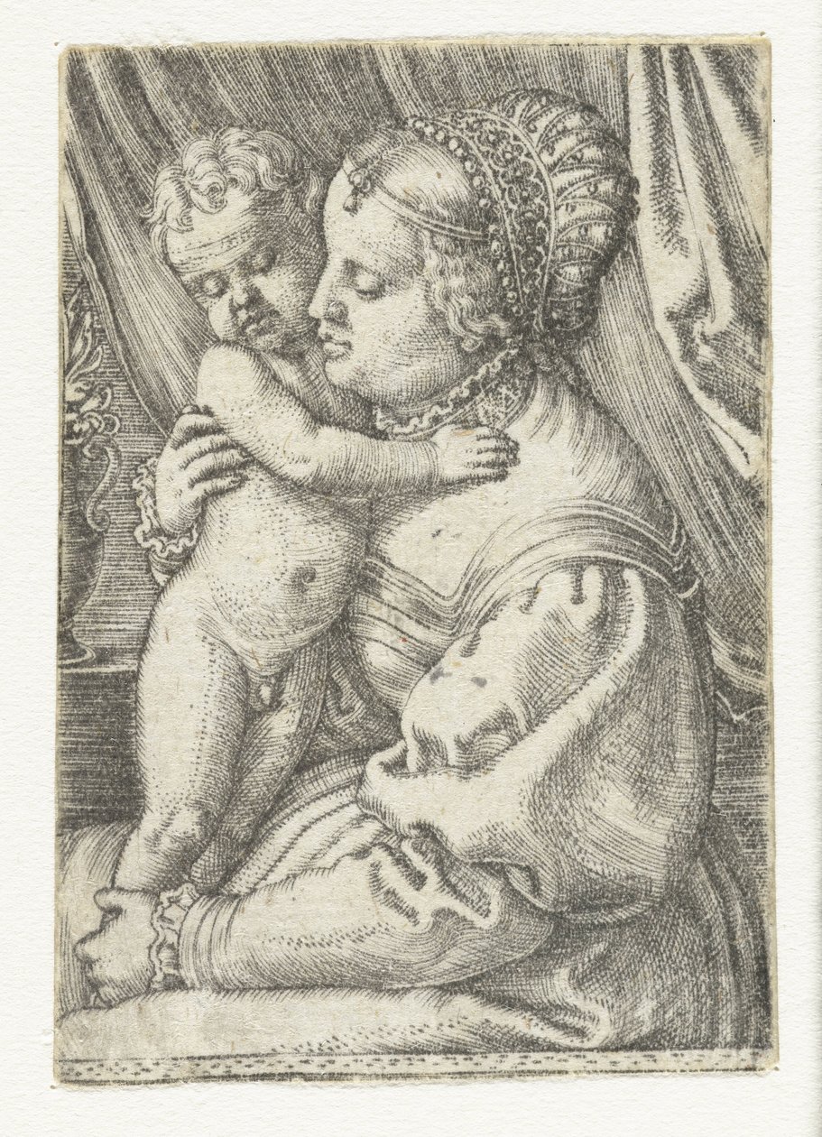 Mary siedzi z dzieckiem na kolanach autorstwa Barthel Beham