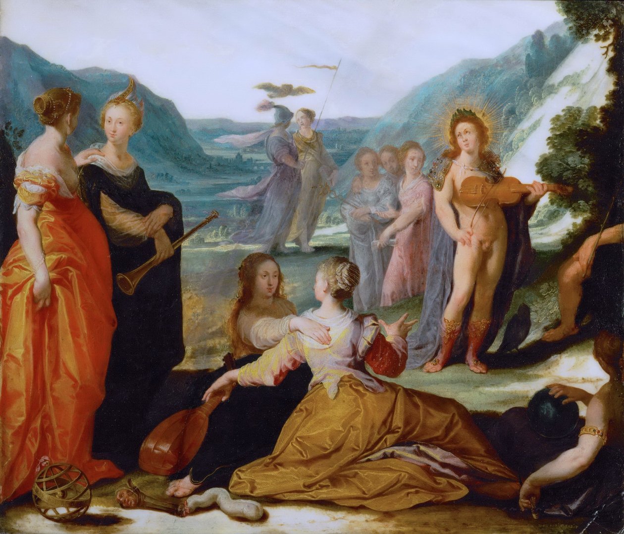 Apollo i muzy autorstwa Bartholomeus Spranger