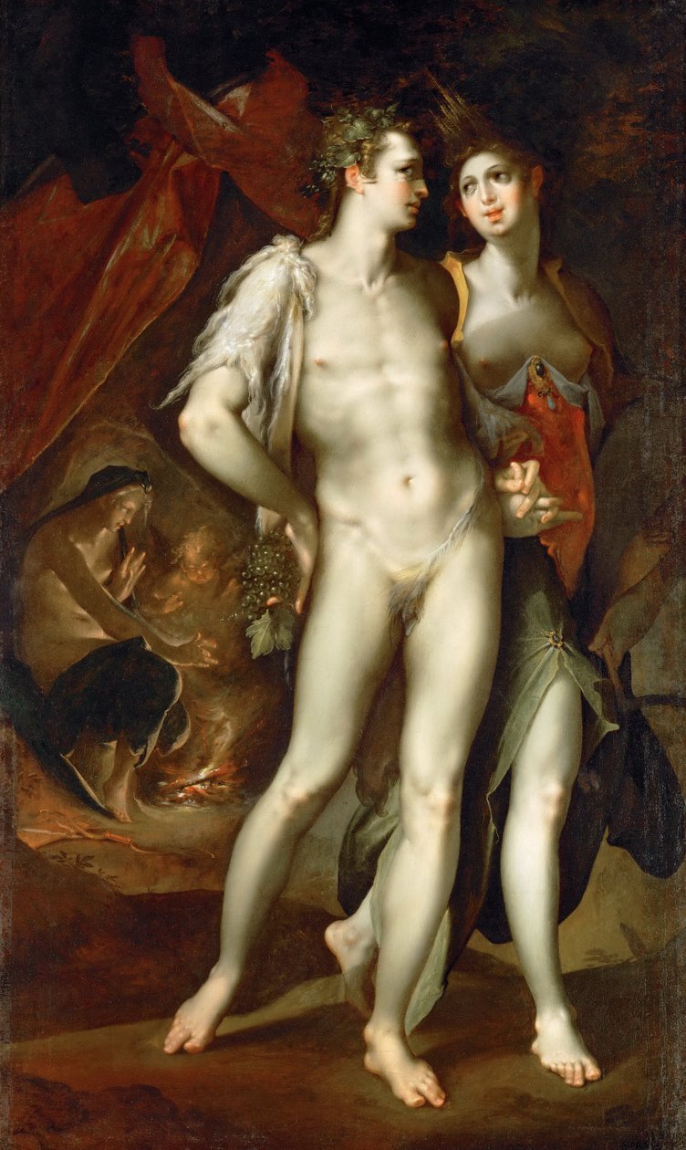 "Sine Cerere et Baccho friget Venus" autorstwa Bartholomeus Spranger