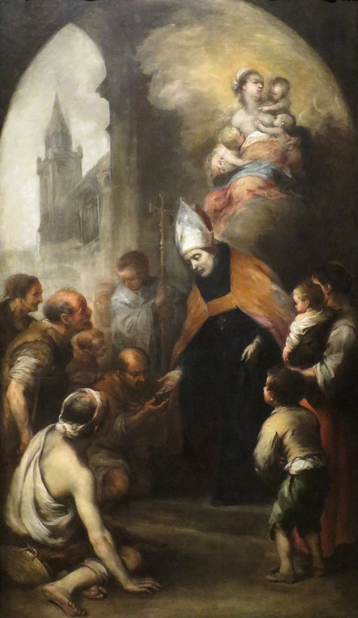Św. Tomasz z Villanova udzielający jałmużny ubogim autorstwa Bartolomé Esteban Murillo