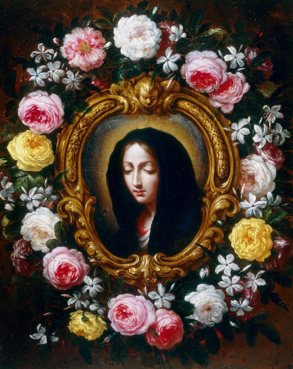 Madonna w wianku z róż i jaśminu autorstwa Bartolomeo Bimbi
