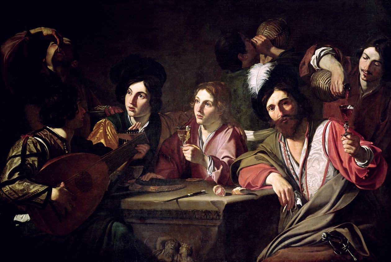 Spotkanie Pijących autorstwa Bartolomeo Manfredi