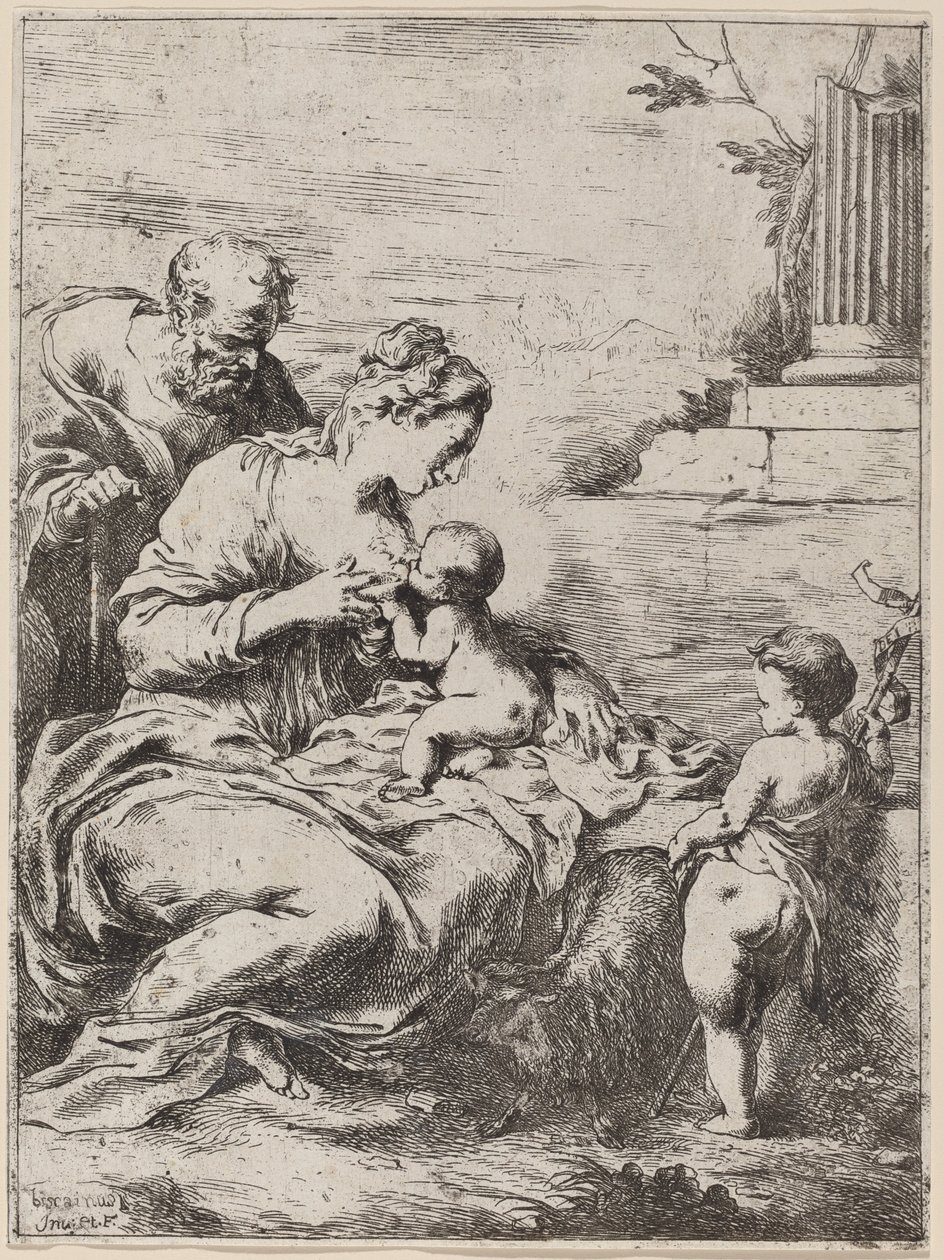 Święta Rodzina ze św. Janem. autorstwa Bartolomeo Biscaino
