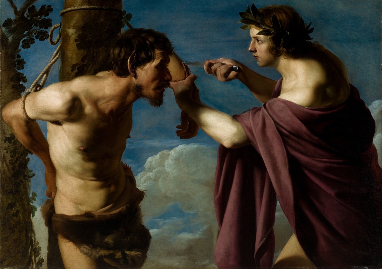 Apollo i Marsyas autorstwa Bartolomeo Manfredi