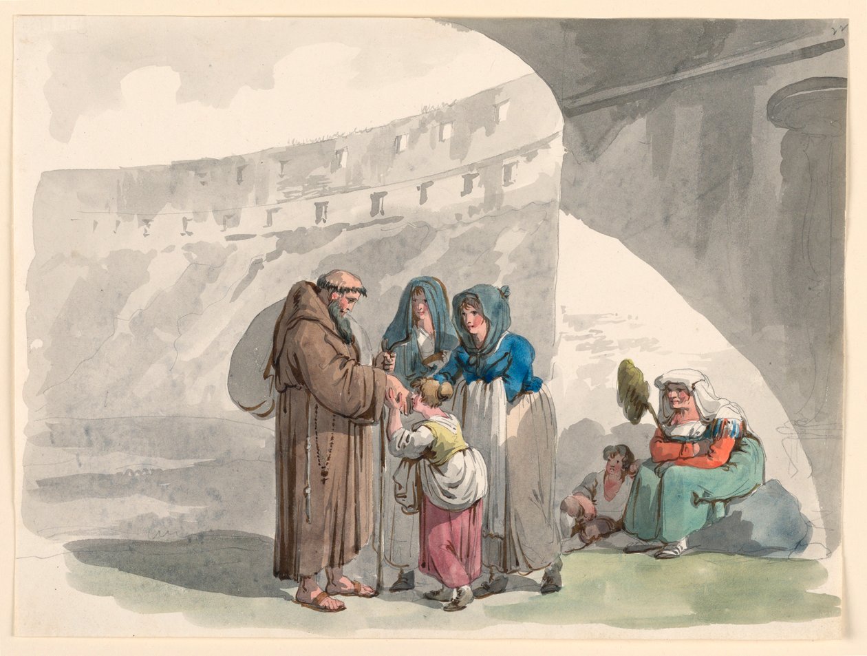 Rysunek, Pozdrowienie pustelnika, 1807-08 autorstwa Bartolomeo Pinelli