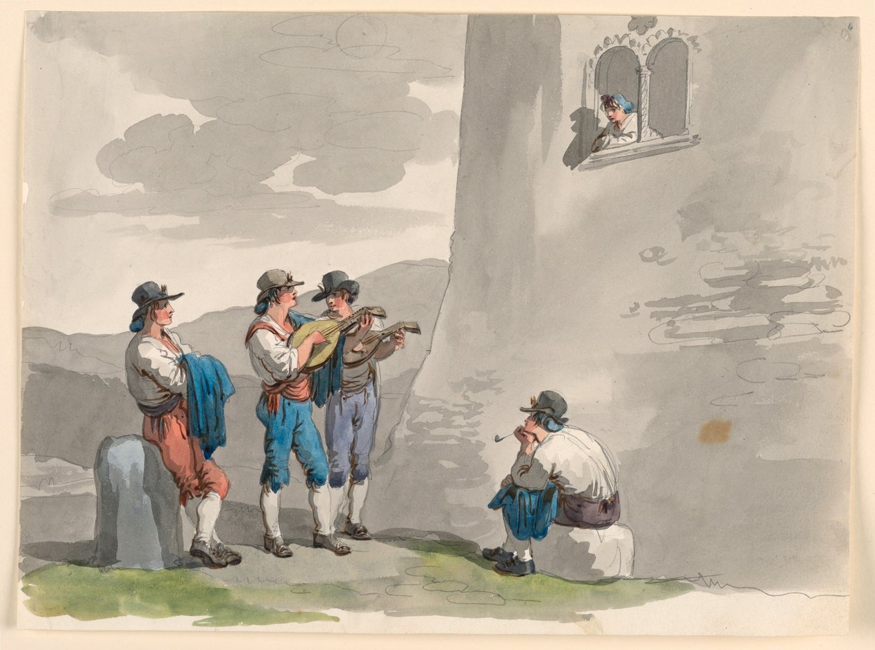 Rysunek, Serenada, 1807-08 autorstwa Bartolomeo Pinelli
