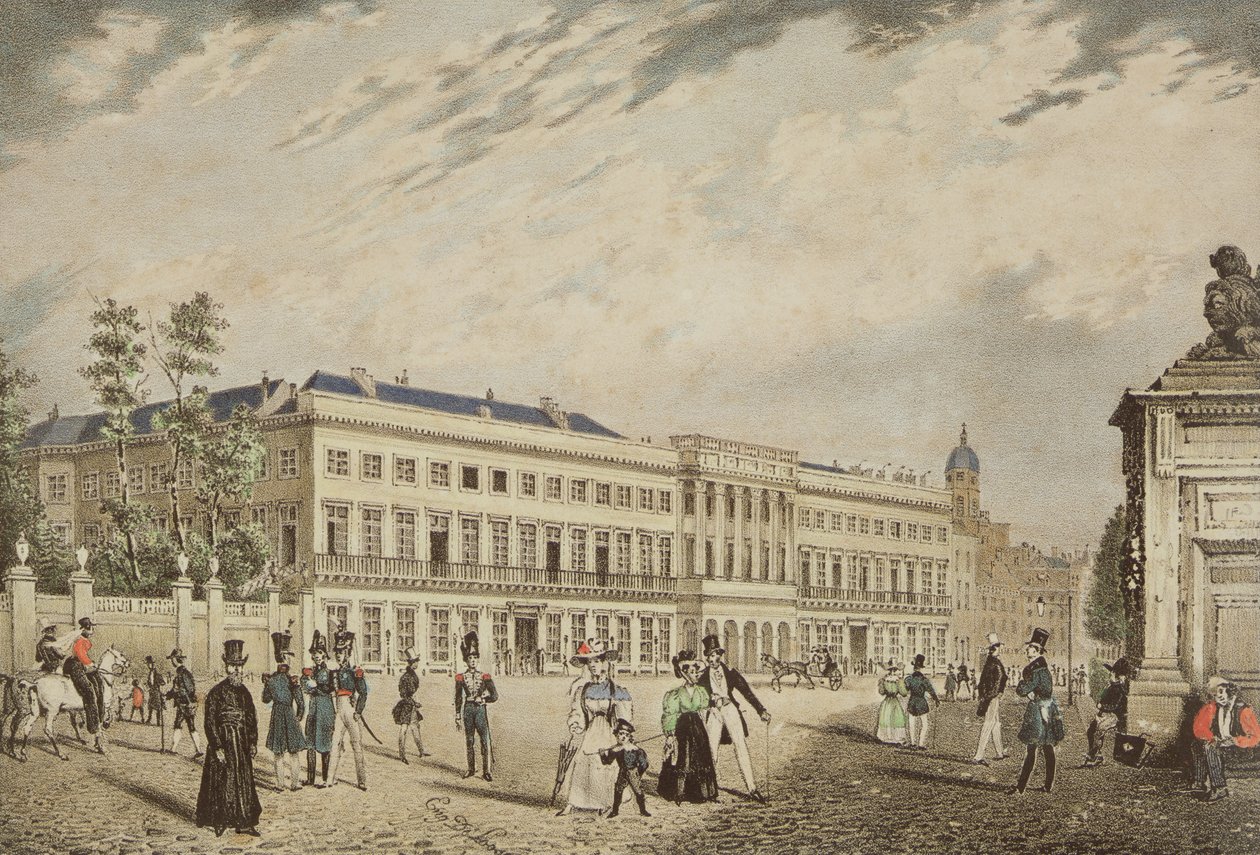 Widok na Pałac Królewski, Bruksela, ok. 1830 r. autorstwa Basile de Loose