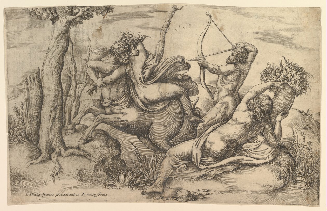Porwanie Dejaniry. autorstwa Battista Franco Veneziano