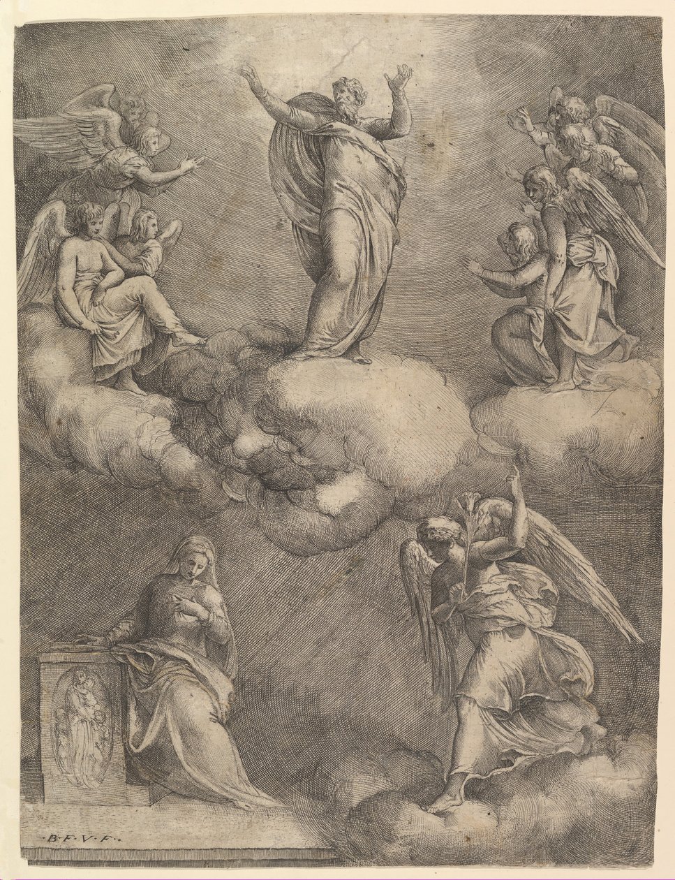 Zwiastowanie przed 1557 r. autorstwa Battista Franco Veneziano