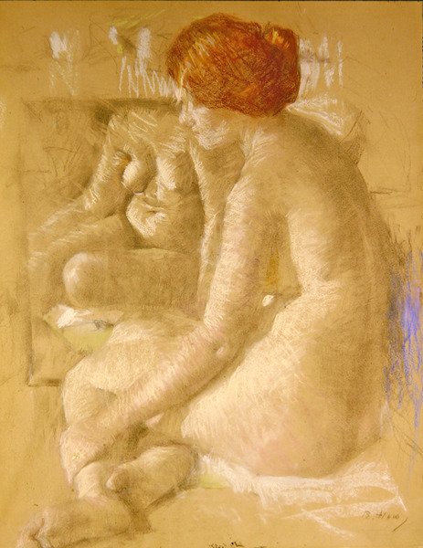 Nude Girl-Reflections (kreda na papierze) autorstwa Beatrice How