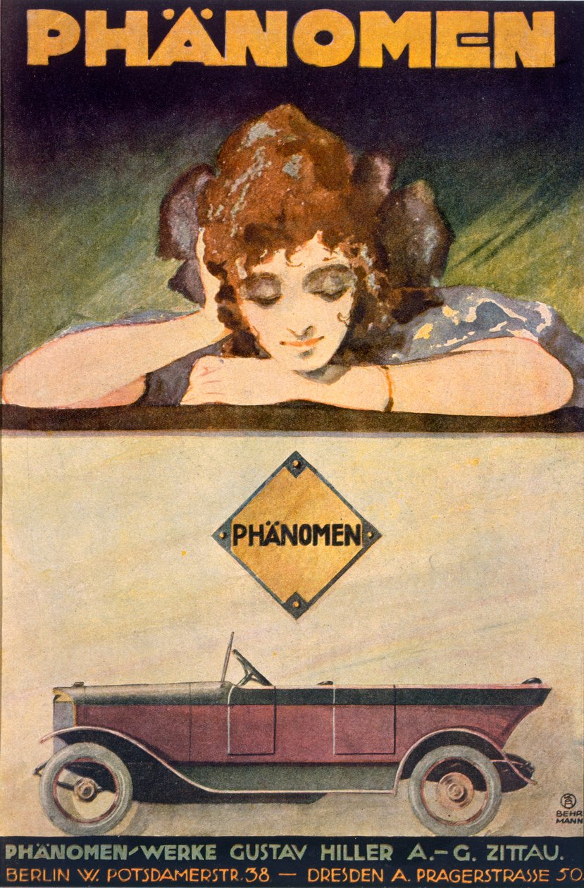 Reklama samochodu Phanomen, 1907-27 autorstwa Behrmann