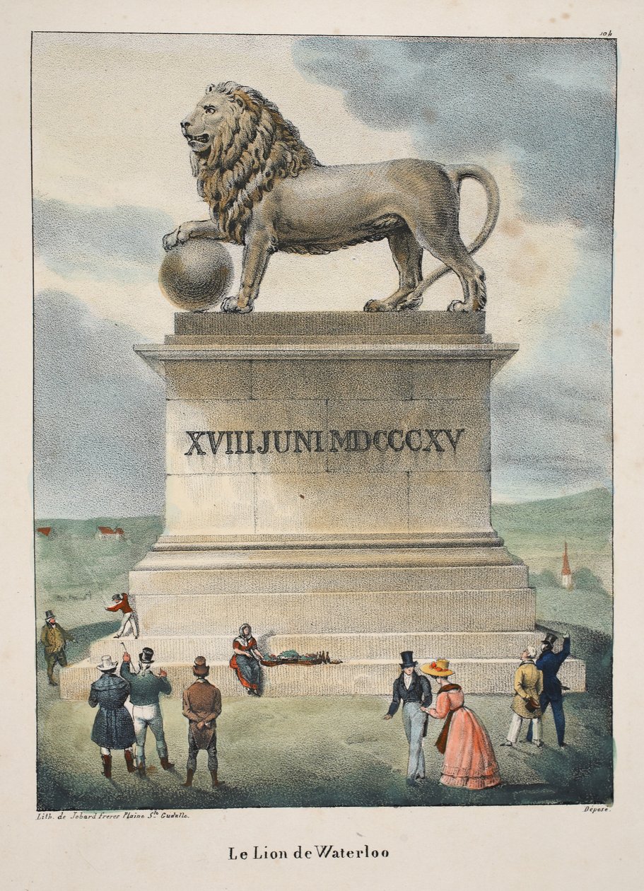 Le Lion de Waterloo, c.1895 (fotochrom) autorstwa Belgian School