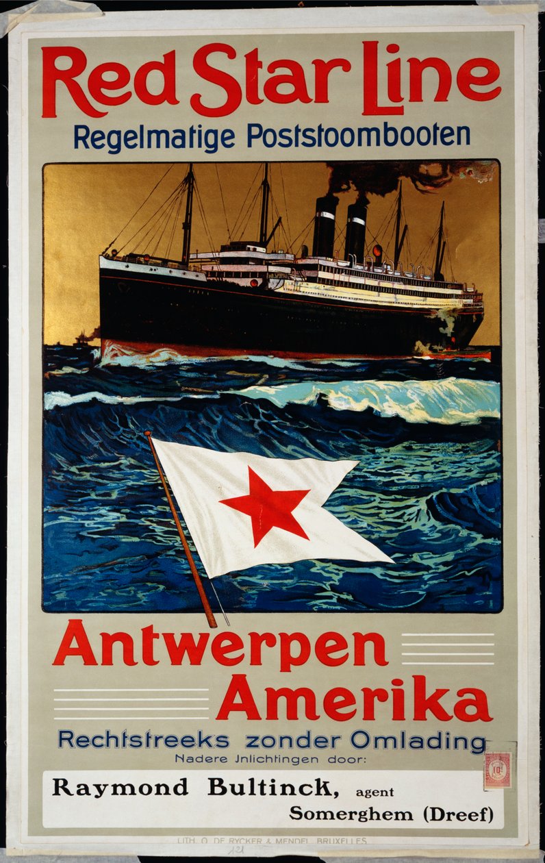 Red Star Line, Antwerpia Ameryka, ok. 1899 r. autorstwa Belgian School