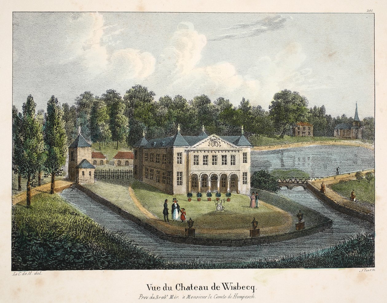Widok Château de Wisbecq, c.1895 (fotochrom) autorstwa Belgian School