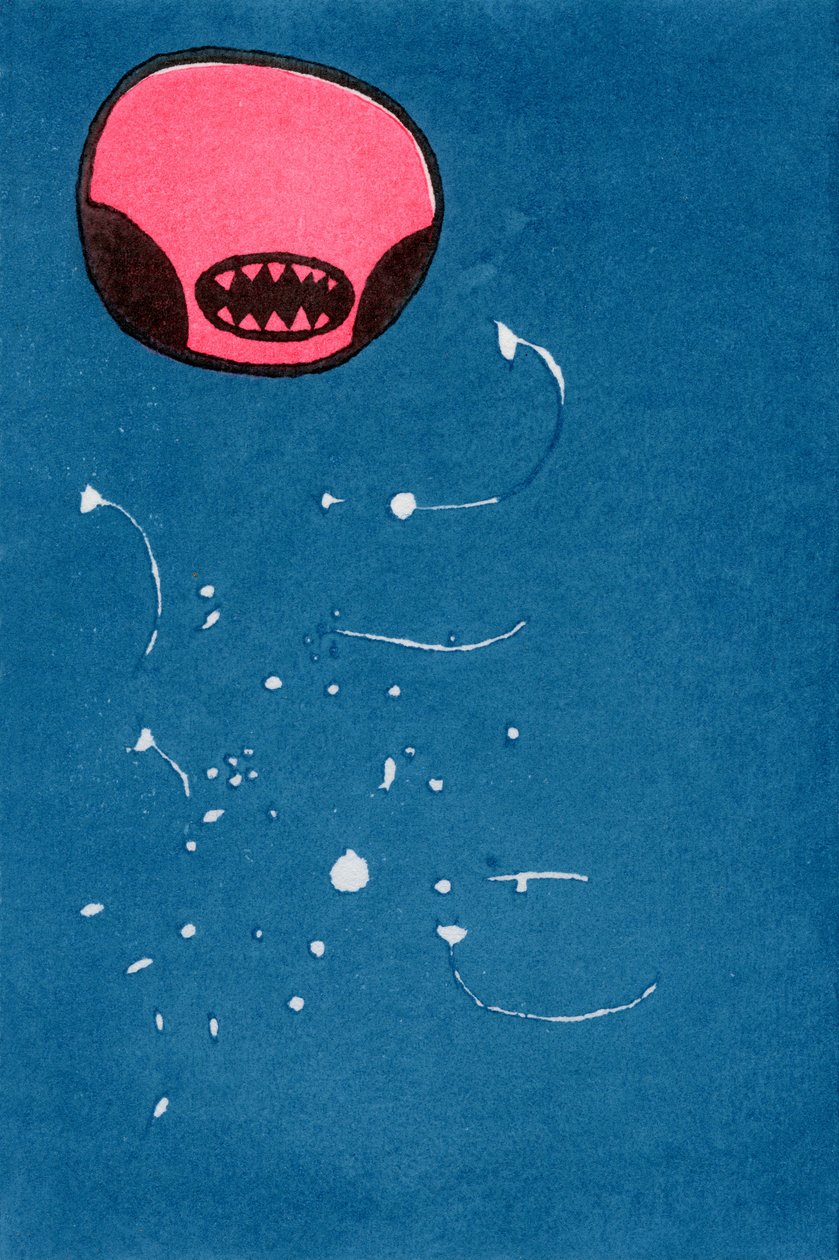 Seedpod Space Monster, 2013 (akwarela na washi) autorstwa Bella Larsson